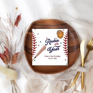 Baseball Rookie of the Year Baseball 1st Birthday  Napkin