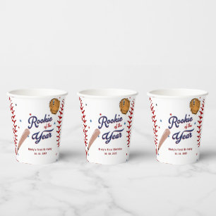 Baseball Rookie of the Year Baseball 1st Birthday Paper Cups