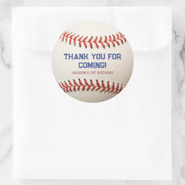 Baseball Rookie of the Year Birthday Boy Classic Round Sticker (Bag)