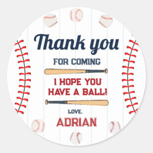 Baseball Rookie of the year birthday Favour Classic Round Sticker