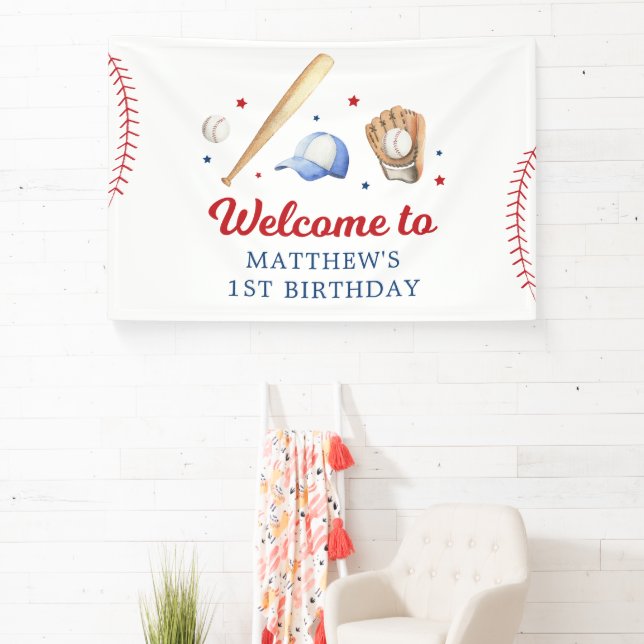 Baseball Rookie of the Year First Birthday Banner (Insitu)