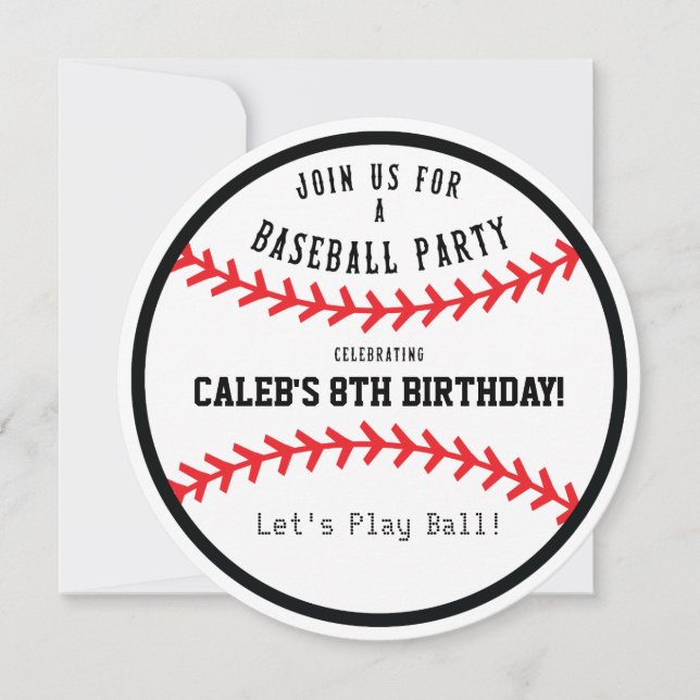 Baseball Round Birthday Party Sports Invitation (Front)