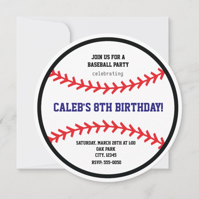 Baseball Round Birthday Party Sports Invitation (Front)