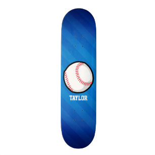 Baseball; Royal Blue Stripes Skateboard