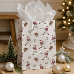 Baseball Santa Christmas Medium Gift Bag