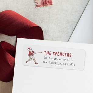 Baseball Santa Christmas Return Address