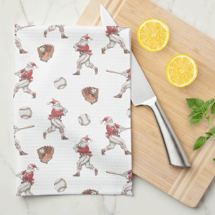 Baseball Santa Christmas Tea Towel