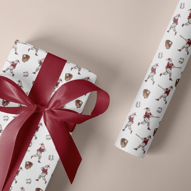 Baseball Santa Christmas Wrapping Paper (Creator Uploaded)