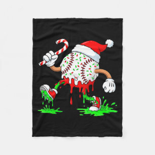 Baseball Santa Hat Christmas Ice Cream Drip Candy  Fleece Blanket