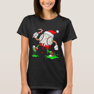 Baseball Santa Hat Christmas Ice Cream Drip Candy T-Shirt