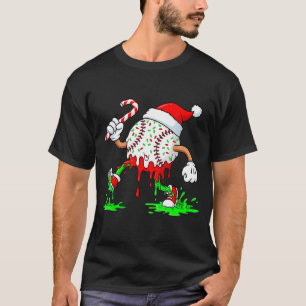 Baseball Santa Hat Christmas Ice Cream Drip Candy T-Shirt