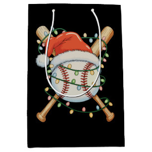Baseball Santa Hat Christmas Xmas Sports Holiday Medium Gift Bag