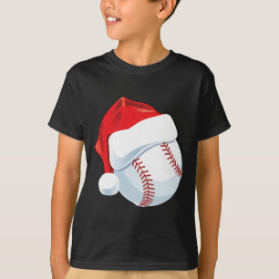 Baseball Santa Hat Men Boys Christmas Xmas T-Shirt