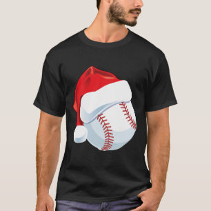 Baseball Santa Hat Men Boys Christmas Xmas T-Shirt