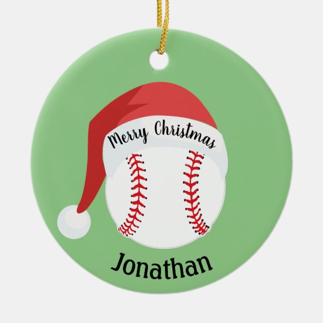 Baseball Santa Hat Ornament (Front)