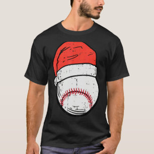 Baseball Santa Hat Sports Christmas Xmas Boys Men T-Shirt