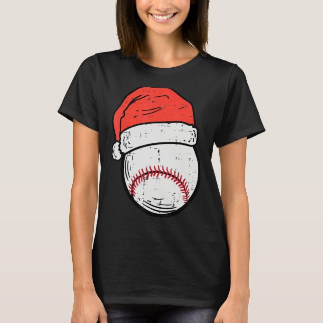 Baseball Santa Hat Sports Christmas Xmas Boys Men T-Shirt (Front)