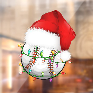 Baseball Santa Hat Window Cling