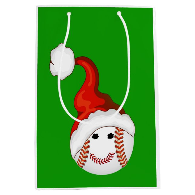 Baseball Santa Medium Gift Bag (Front)
