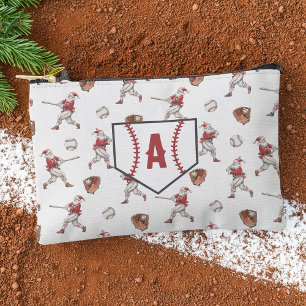 Baseball Santa Monogram Christmas Accessory Pouch