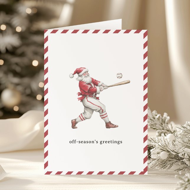 Baseball Santa Off-Season's Greetings Christmas Holiday Card (Creator Uploaded)