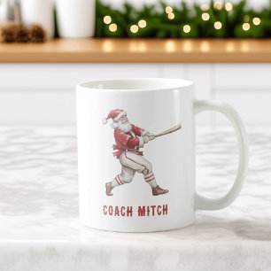 Baseball Santa Personalised Christmas Coffee Mug