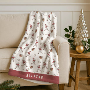 Baseball Santa Personalised Christmas Fleece Blanket