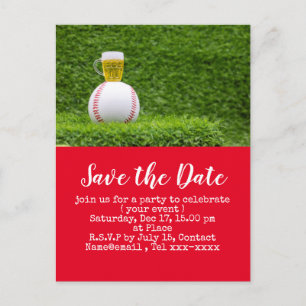 Baseball save the date for Baseball Party  Postcard
