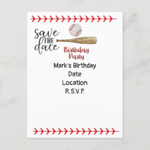 Baseball Save the Date for Birthday Invitation Postcard