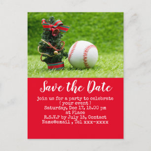 Baseball save the date for Christmas party   Postcard