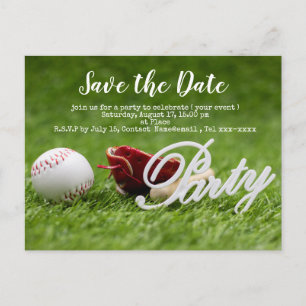 Baseball save the date with ball, bat  and Glove   Postcard