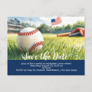 Baseball save the date with flag of America   Postcard