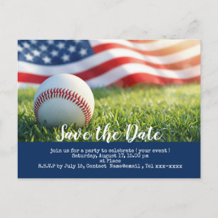 Baseball save the date with flag of America   Postcard