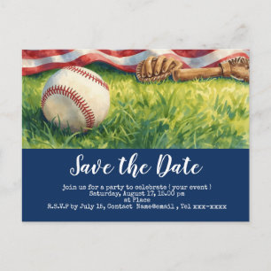 Baseball save the date with flag of America   Postcard
