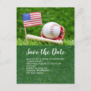 Baseball save the date with flag of America  Postcard