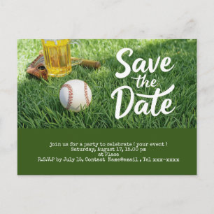 Baseball save the date with Glass of Beer  Postcard