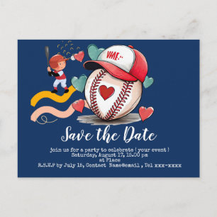 Baseball save the date with love Wedding Postcard