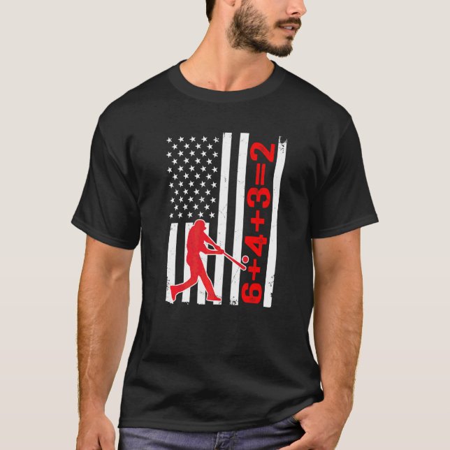 Baseball Saying 6+4+32 Double Play Baseball Player T-Shirt (Front)
