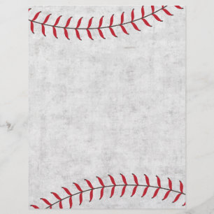 Baseball scrapbook paper with red seams