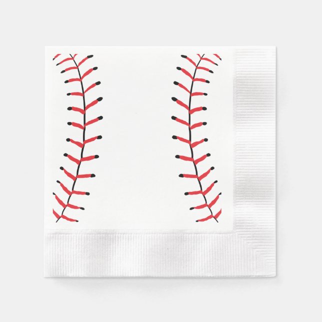 Baseball Seams Sports Style Baseball Theme Napkin (Front)