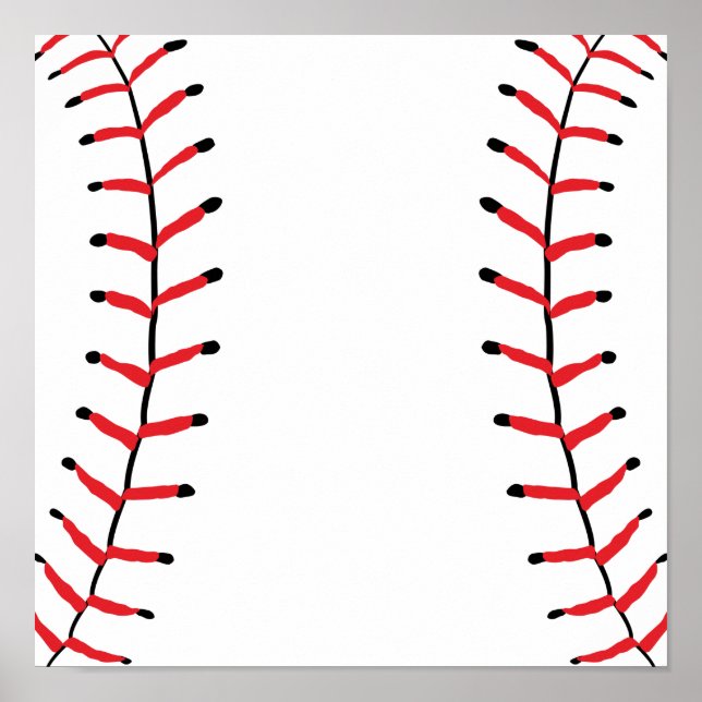 Baseball Seams Sports Style Baseball Theme Poster (Front)