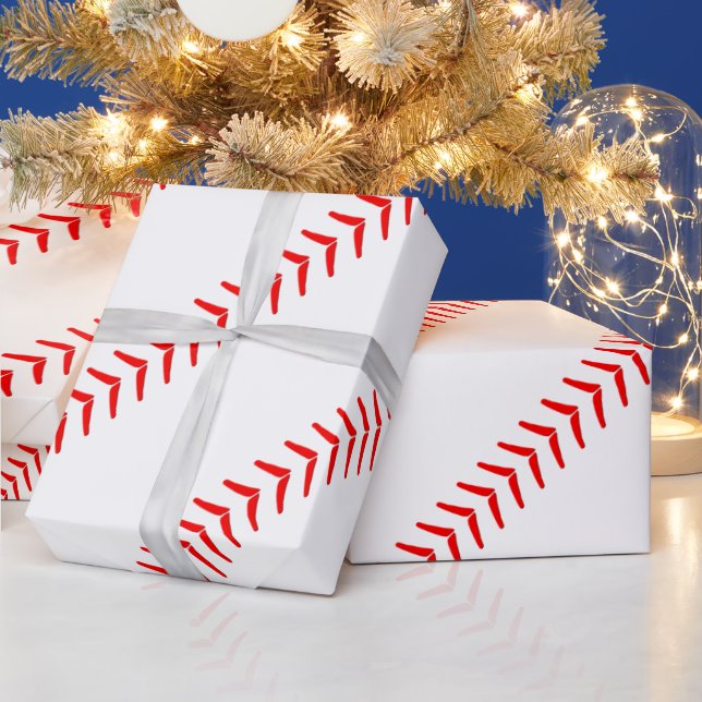Baseball Seams Stitches Baseball Party Gift Paper (Holidays)