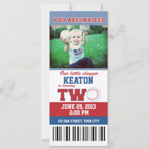 Baseball Second Birthday Invitation