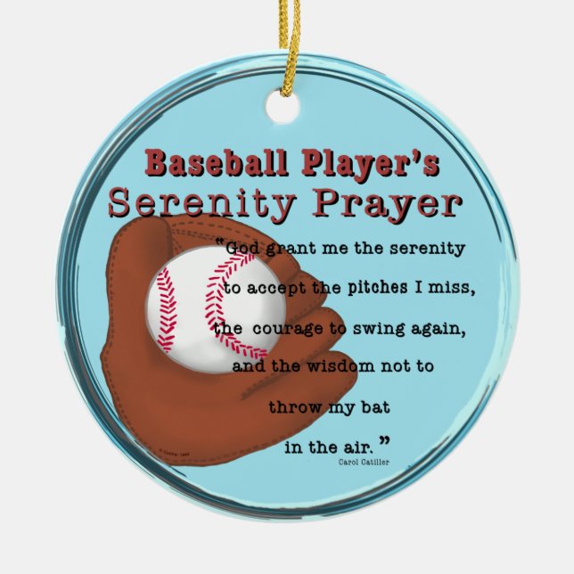 Baseball Serenity Prayer Ceramic Tree Decoration (Front)