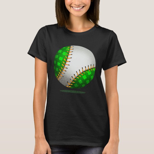 Baseball Shamrock Retro St Patricks Day Irish Spor T-Shirt (Front)