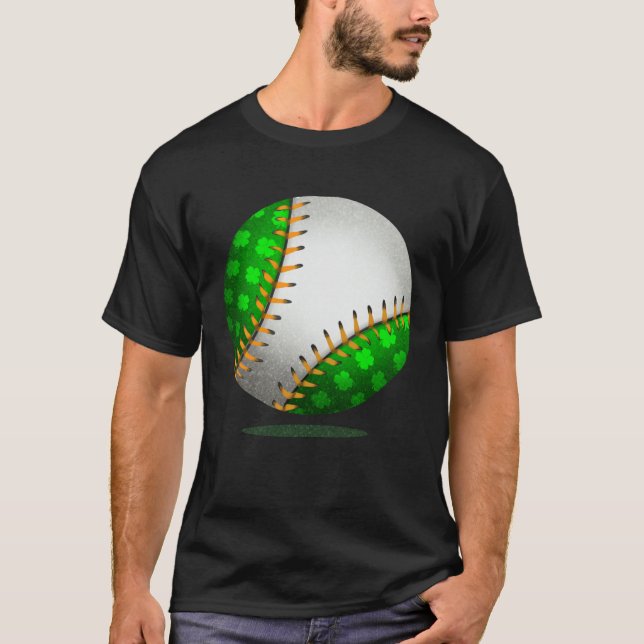 Baseball Shamrock Retro St Patricks Day Irish Spor T-Shirt (Front)