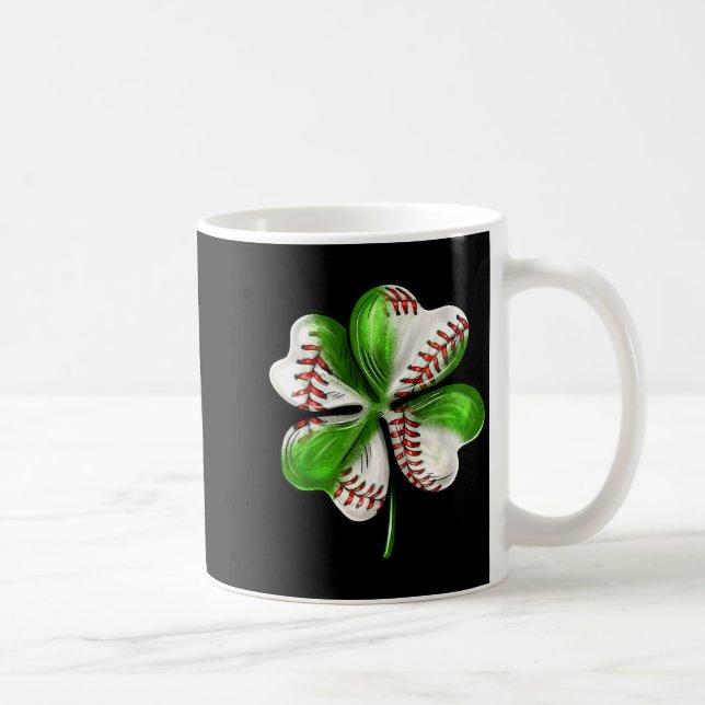 Baseball Shamrock St Patrick's Day Clover With Bas Coffee Mug (Right)