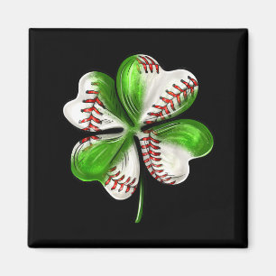 Baseball Shamrock St Patrick's Day Clover With Bas Magnet