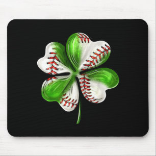Baseball Shamrock St Patrick's Day Clover With Bas Mouse Mat