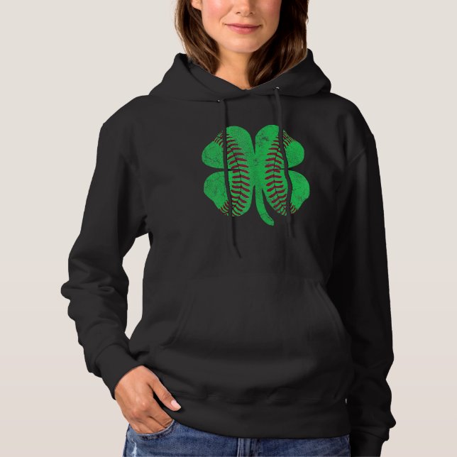 Baseball Shamrock St. Patrick's Day Irish Saint Pa Hoodie (Front)